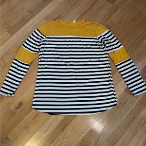 Pinkblush Mustard and Black Striped Top